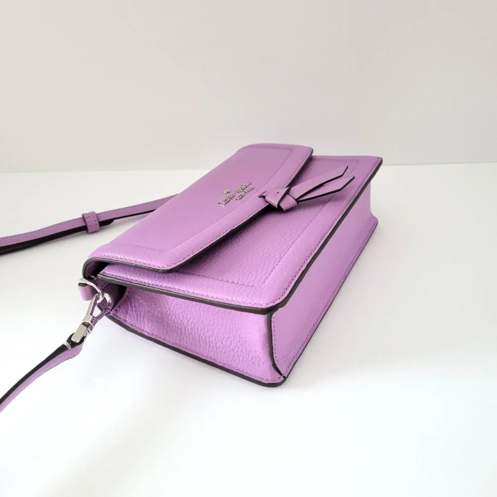 Kate Spade KM611 Knot Pebbled Leather Mini Flap Crossbody Handbag Wisteria - Picture 6 of 8